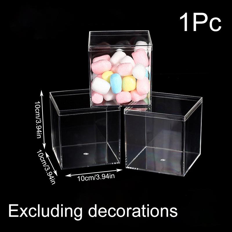1pc With Cover Food Candy Storage Containe Mini Acrylic Square Box Transparent Plastic Storage Box
