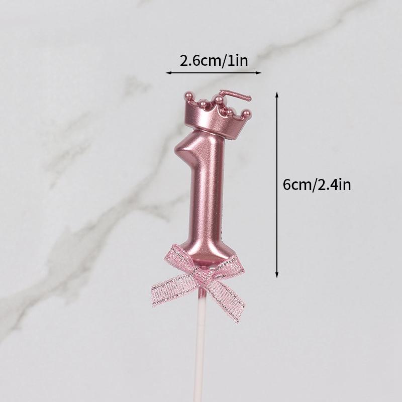 Розовая свеча-корона День рождения 0-9 Номер Украшение для торта Цифровые свечи Десертная вставка Декор Вечеринка Юбилей День Украшение для торта