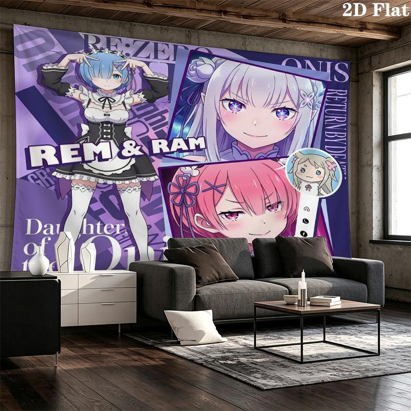 Re Zero Wall Tapestry Aesthetic Wall Hanging Printed Fabric Blanket Decorative Tapestries For Bedroom Living Room Home Decor