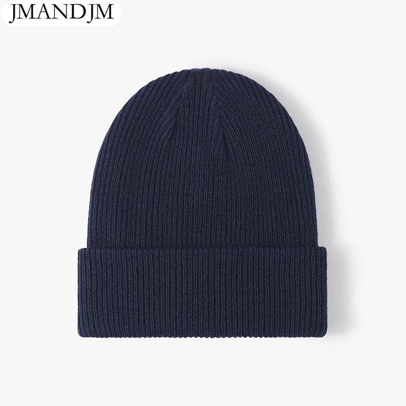 Available Autumn and Winter Warm Thickened Double Beanie Hat Simple Men's Women's Knitted Hat
