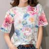 2024 Топ, женская футболка с цветочным принтом, женская футболка большого размера, популярная одежда, женская одежда, футболки с короткими рукавами, блузка 5XL