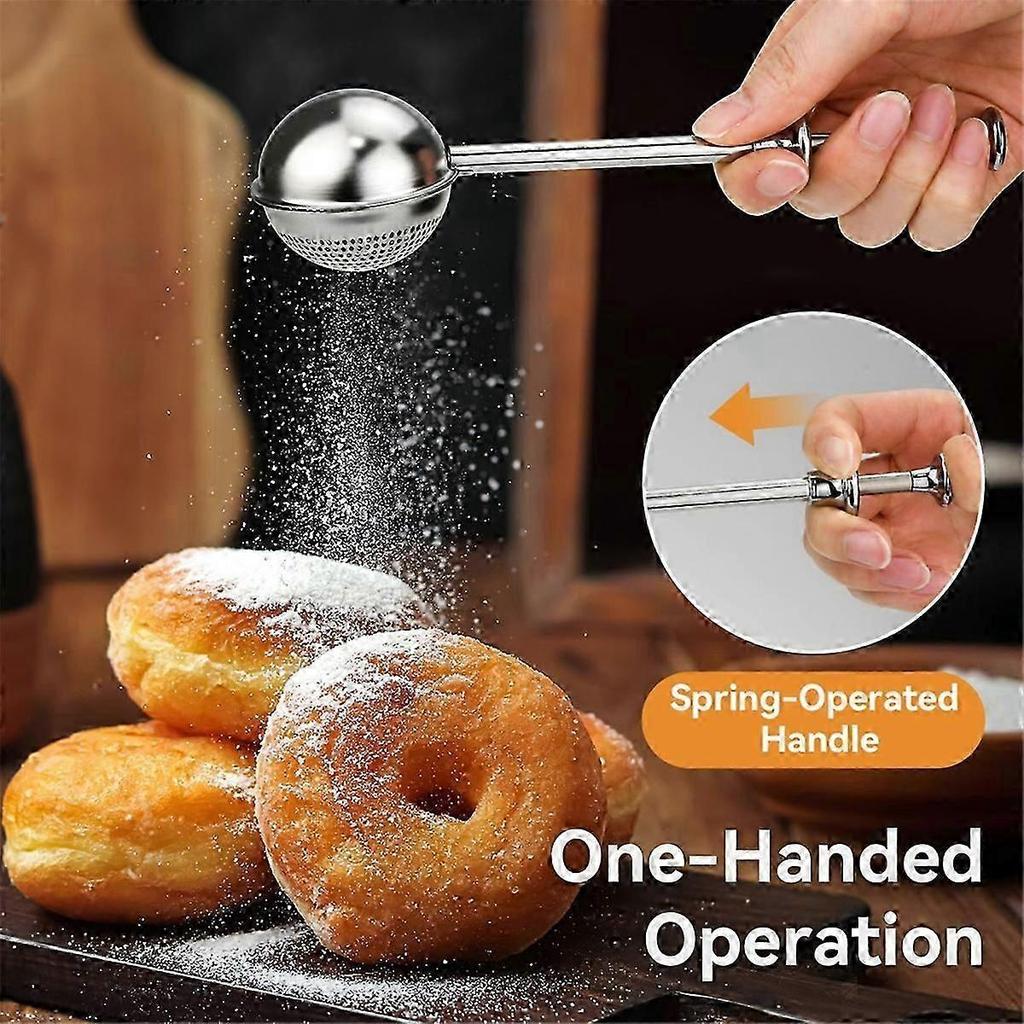 Flour Sieve, Handheld Stainless Steel Sieve Sugar Powder Spreader Set, Suitable for Baking