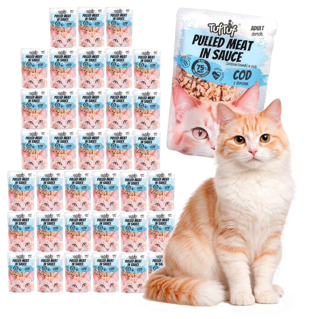 TufTuf wet cat food Cod pouch 40x100g Chopped pieces in sauce
