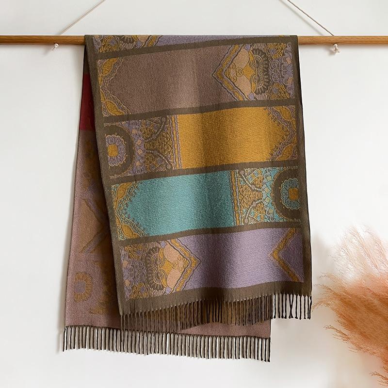 Ethnic Style, Color-Block Style, Fashion, Going Out, Warm Shawl, Cape, Scarf, Women