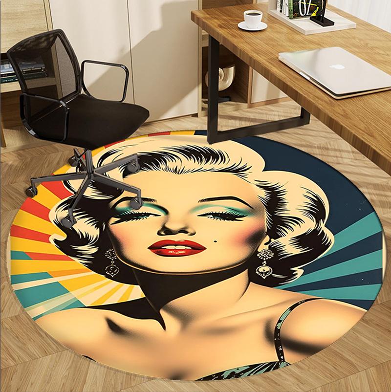 Marilyn Monroe Pattern Round Rug, Indoor/Outdoor Mat, for Picnic, Gameroom, Bedroom, Office, Living Room, Home Decor Carpet, Birthday Gift