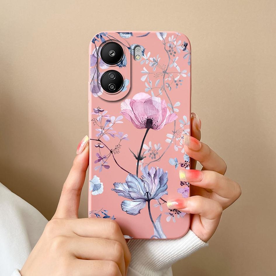 Чехлы для Xiaomi Redmi A3 K60 K70 Pro K70E Note 13 Pro 13R 13C, милый матовый жидкий силикон с цветком авокадо, мягкая задняя крышка, защитный чехол для телефона, бампер
