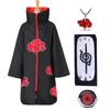 4pcs Anime Naruto Akatsuki Uchiha Itachi Cosplay Costume Cloak Robe Ninja Trench Coat Set Ring Headband Halloween
