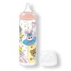 LittleForBig Adult Baby Bottle with Spaceman Print, Dustproof Lid, Replaceable Silicone Nipple, Adult Glass Baby Bottle, Pastel Colors