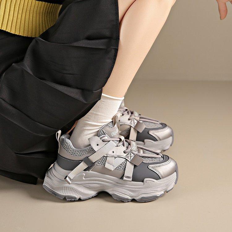 Mesh Dad Shoes Women's Platform Muffin Spring 2025 New Versatile Small Height Increase Casual Women's Shoes