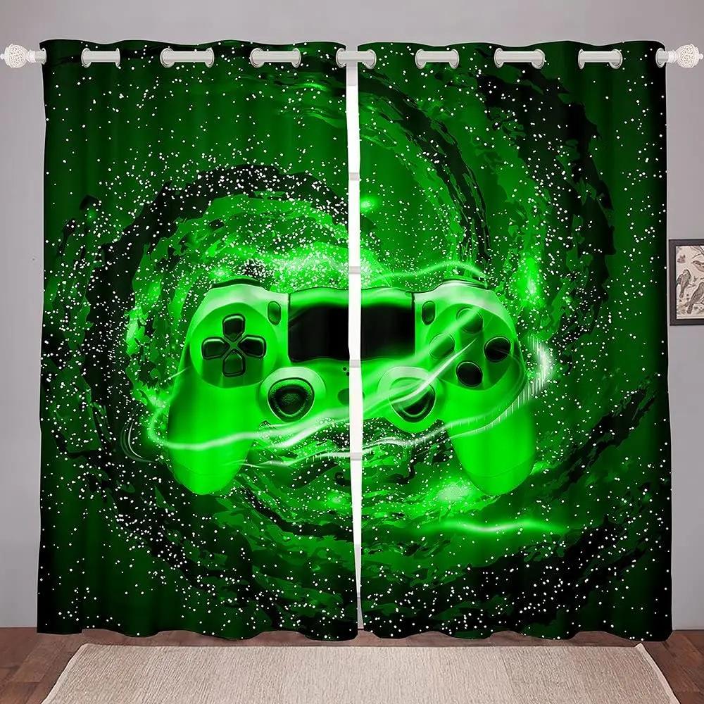 Player Cool Gamepad Gamer Шторы для мальчиков Спальня Гостиная Оконные украшения Подростки Игровой Декор Оконные шторы 2 шт.