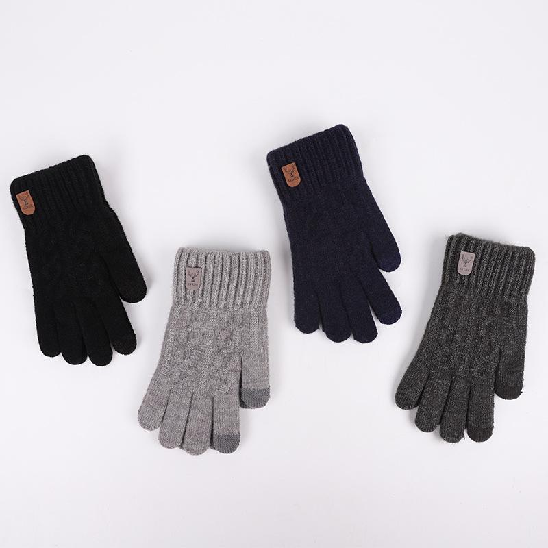 Latest Men's Warm Gloves Winter Touch Screen Plus Fleece Gloves Cold Warm Wool Knitted Gloves