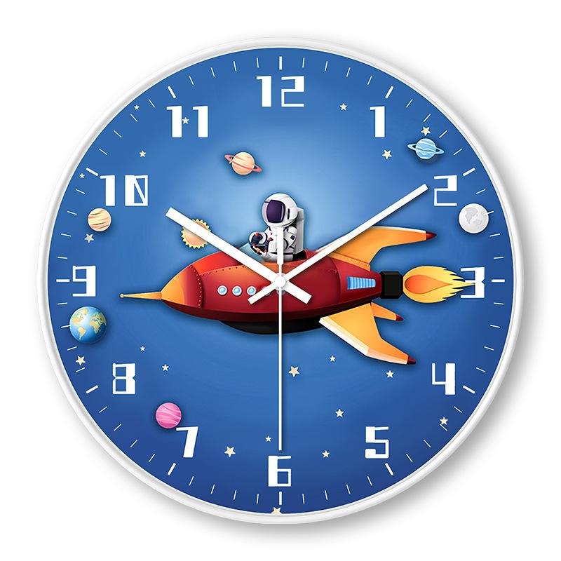 Children's room creative personality astronaut space wall clock modern simple home silent clock