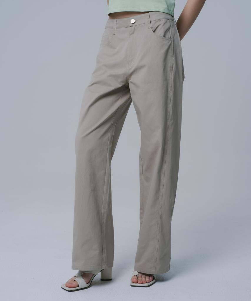 WAARFORWOMAN W1147 Cotton Straight Pants_Beige