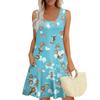Women's Summer Casual U-shaped Tie Pocket Popular Floral Print Dress