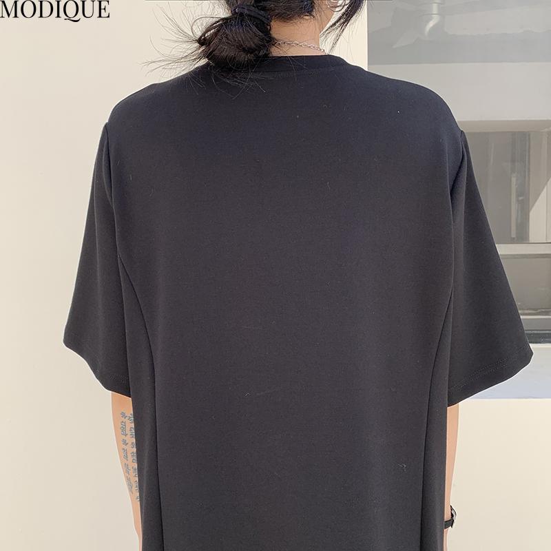 MODIQUE Лето Плюс Размер Новое Женское Свободное Повседневное Простое Стильное Пэчворк С Разрезом Длинное Платье Женское Платье С Коротким Рукавом О-Образным Вырезом