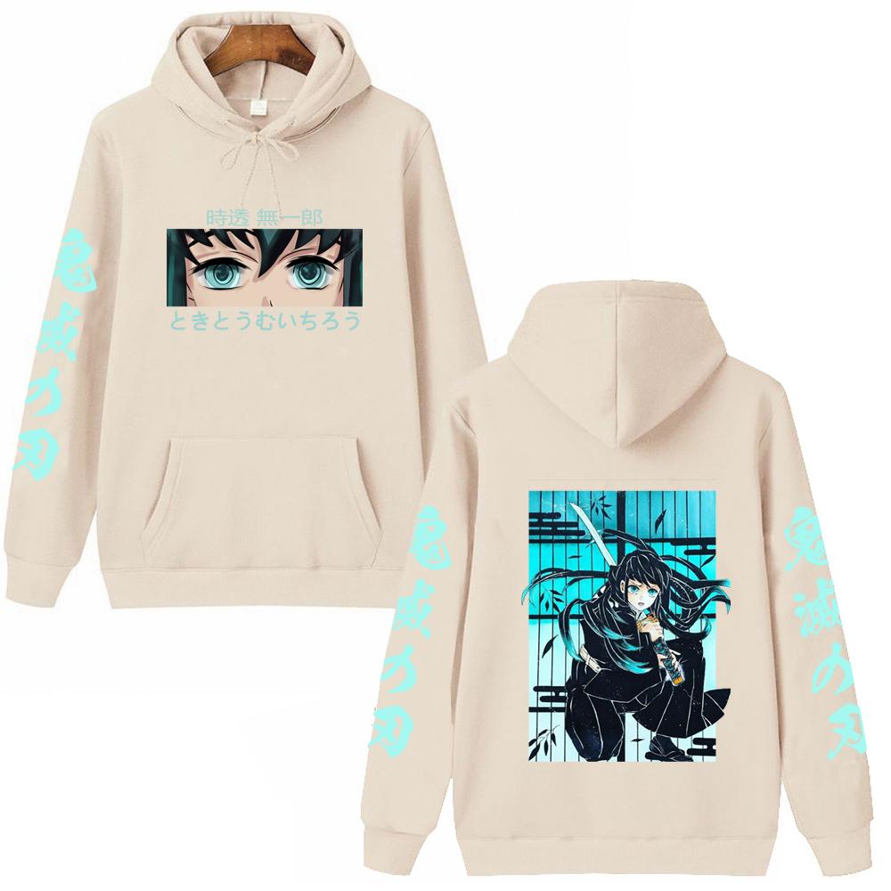 Anime Demon Slayer Muichiro Tokito Hoodies Pullovers Sweatshirts Muichiro Tokito Graphic Printed Tops Casual Hip Hop Streetwear
