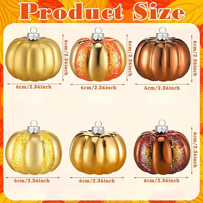 Christmas Ornament Garden Decoration Pumpkin Shape Exquisite Christmas Decoration Party Decoration 6/12PCS