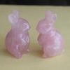 Cute Hand Carved Gemstone Crystal Rabbit Bunny Figurine Animal Carving Statue Home Decor 1.5'' (Rose Quartz)