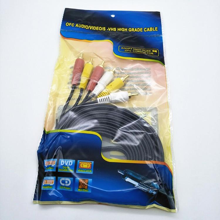 1.5m 3-to-3 RCA Audio-Video Cable Set: 6-Head Lotus DVD/AV Cable for Set-Top Boxes