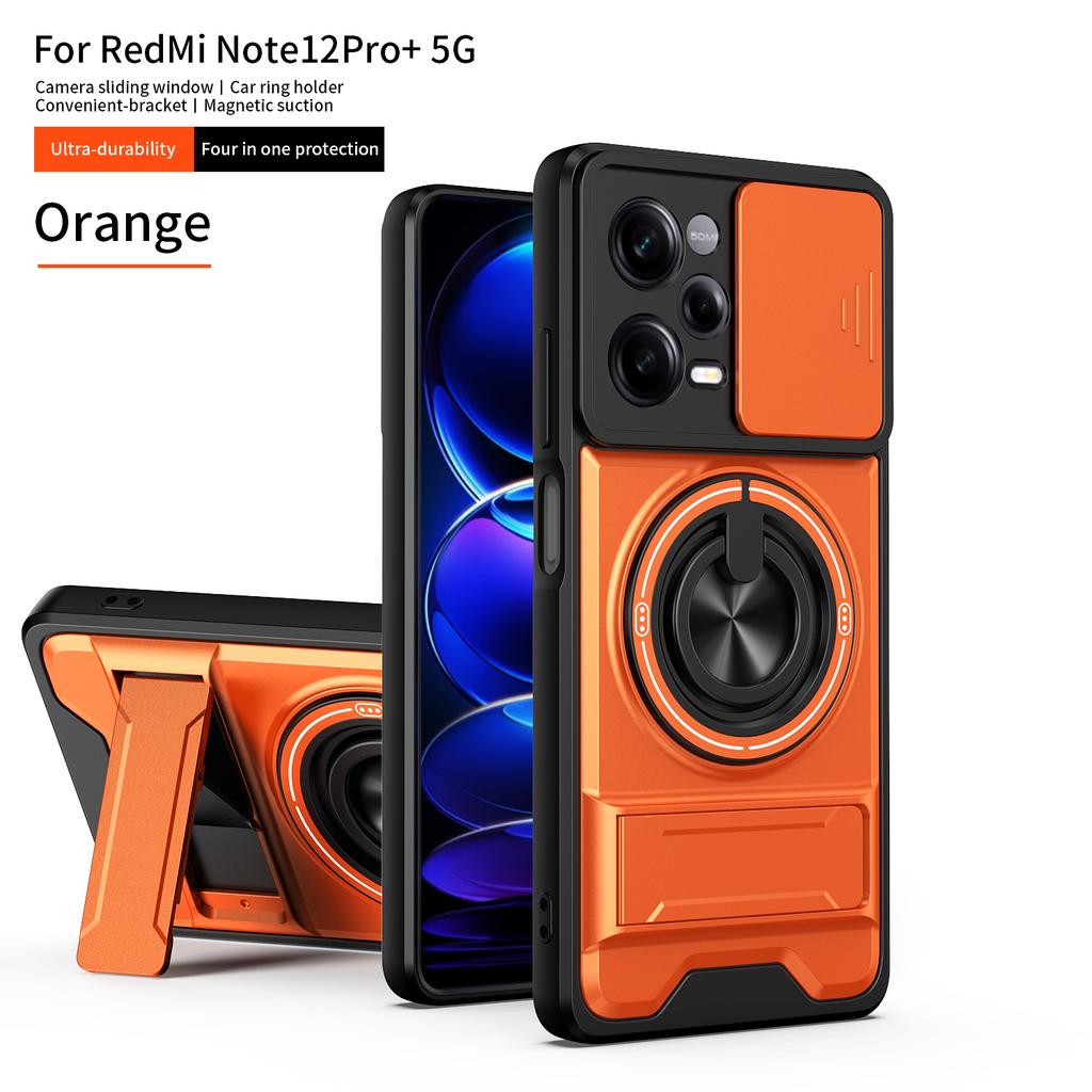 Чехол для Redmi Note 12 Pro+ Чехол-книжка Redmi Note 12 Pro Plus с магнитным держателем Magsafe Военная броня Защитная крышка для камеры