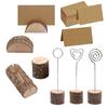 20Pcs Wood Table Number Holders Stand Wood Name Card Holders Wood Name Cards Food Label Memos Photo Holders for Wedding