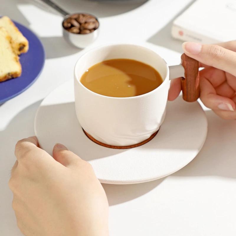 Креативная ретро керамическая кружка с деревянной ручкой, изысканная чашка для кофе эспрессо, завтрака, молока, чая, набор чашек, подарочная посуда