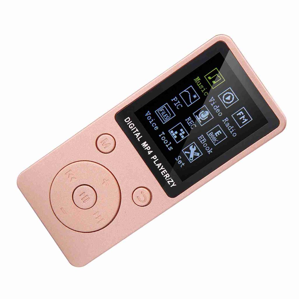 Portable Screen MP4 Music Player Support 32GB TF Card with Headphone Long Standby Time Rose Gold