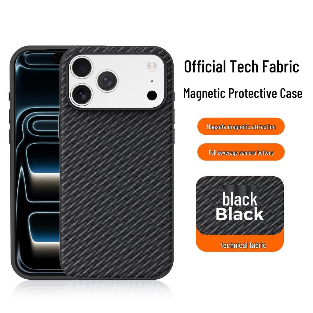 Магнитный чехол из ткани Tech Cloth для iPhone 15/16/17 Pro Max с защитой кнопки камеры.