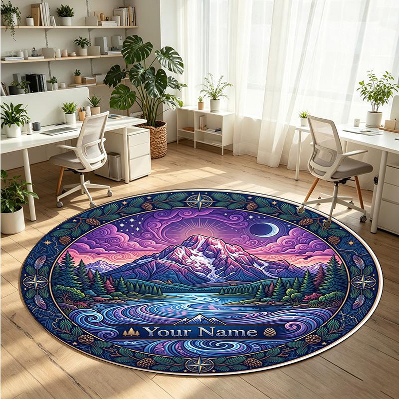 Other Art (293) Theme Round Crystal Velvet Rug Custom Name Text Personalized Floor Mat Home Decor Non Slip Crystal Carpet