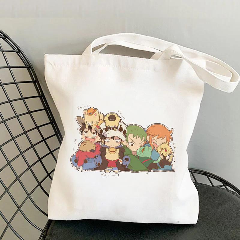 Японские мультфильмы комиксы One Piece Печать Холщовая сумка Покупка Наплечная сумка Складная сумка-тоут 0030