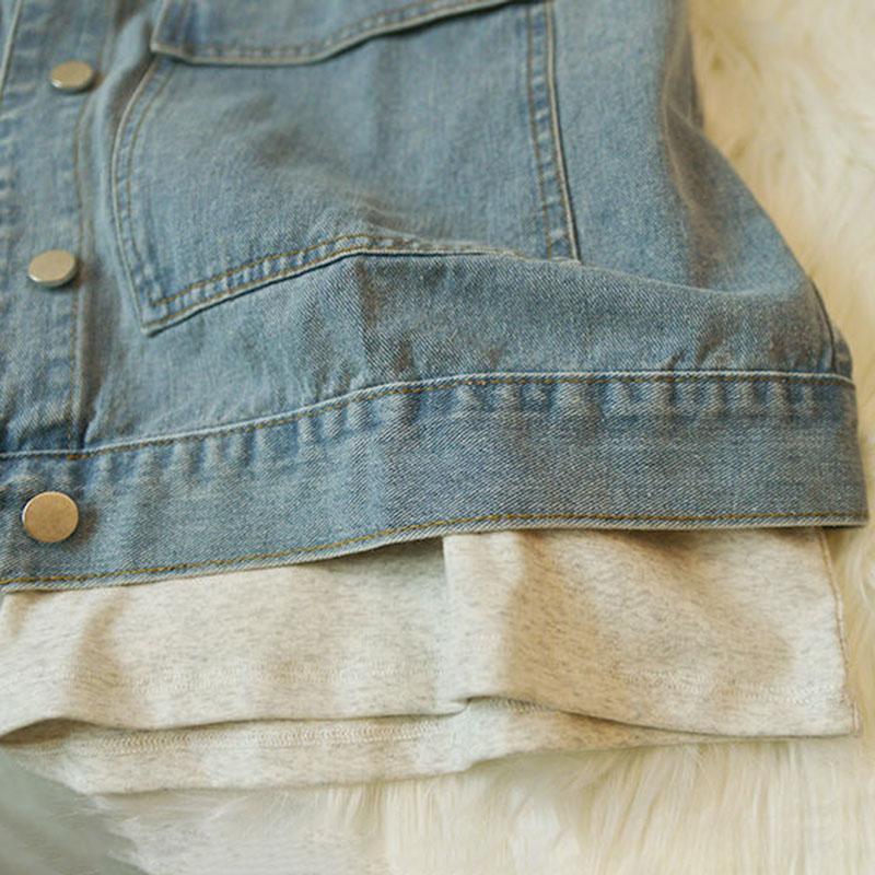 Джинсовый жилет без рукавов, женский осенний свободный однотонный пиджак в стиле вестерн, куртка-кардиган, куртка-кардиган