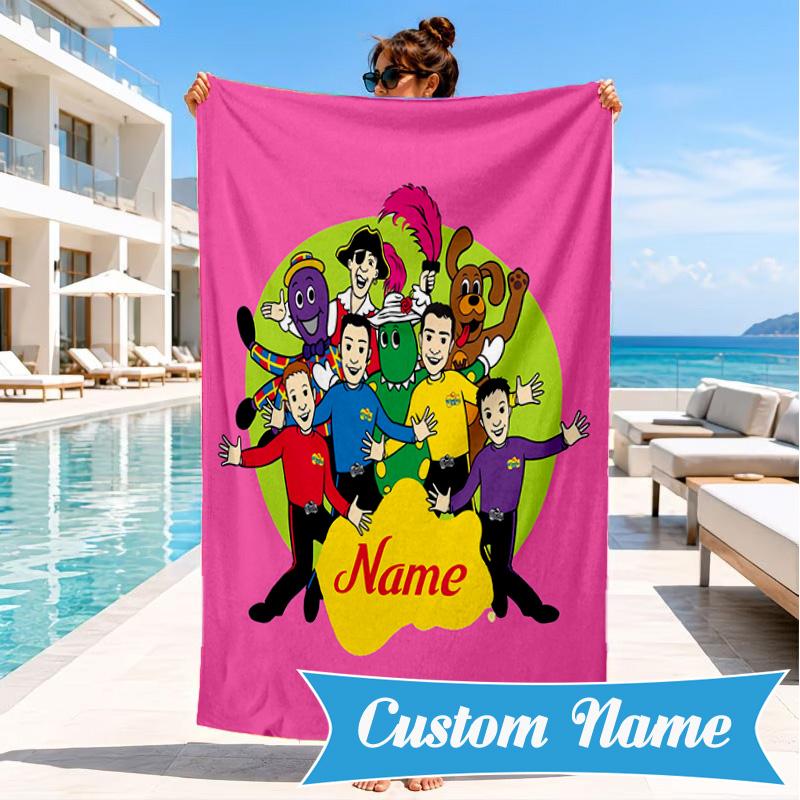 Custom Name Beach Towel Ready Wiggle Microfiber Beach Towel, Lightweight for Summer Travel, Swimming Pool Fan Birthday Gift