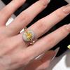 Creative Copper Inlaid Zircon Exquisite Shining Yellow Zircon Rings for Women Luxury Fashion Ring Zircon