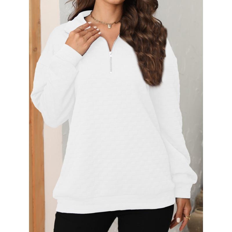 Women's Fashion Casual Fall Winter Solid Color Print Long Sleeve V-Neck Pullovers & Long Sleeves