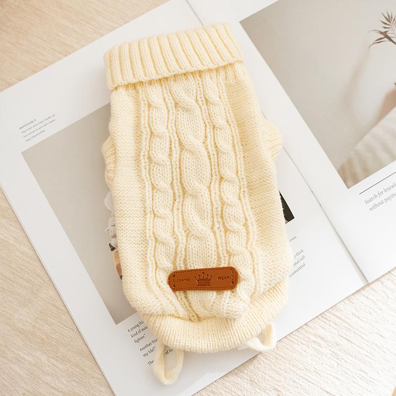 Осень и зима одежда для щенков инс ветер простой вязаный свитер с узором «скрученный цветок» зимняя теплая одежда для щенков кошек домашних питомцев