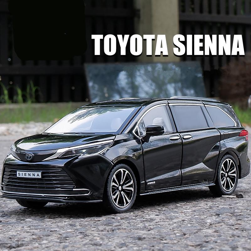 1:24 масштаба Toyota Sienna MPV, модель автомобиля из сплава, литье под давлением, металлическая игрушка, модель коммерческого автомобиля, имитация звука, свет, коллекция, детские подарки