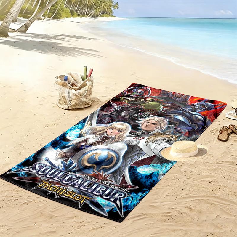 Пляжное полотенце с принтом Soul Calibur, большое, мягкое, быстросохнущее, для пляжа, кемпинга, плавания