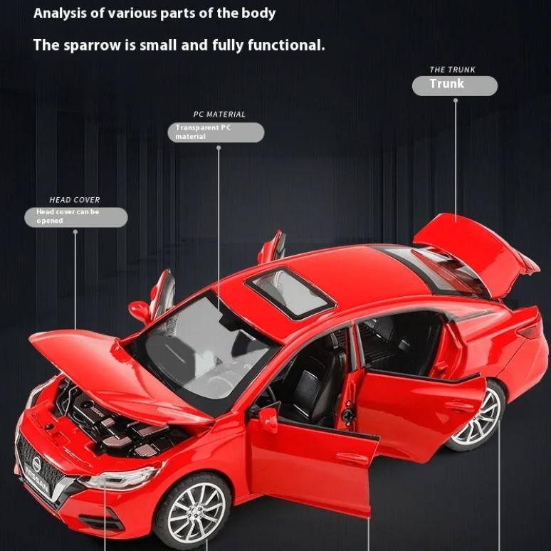 Масштаб 1/32 Сплавная машина Nissan Sylphy Литая металлическая модель Звук и свет Детская игрушка Имитированная миниатюрная модель автомобиля Детские игрушки Подарок для мальчика