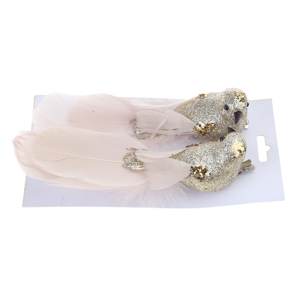 2 шт. Праздничные подвески в виде птиц с перьями, Декоративные подвески в виде птиц из перьев, Украшение в праздничном оттенке для декора