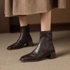Krazing Pot Микрофибра Квадратный Носок Толстый Каблук Ботильоны Челси Размер 42 Молния Женские Лаконичный Стиль Эластичные Ботильоны