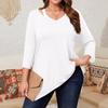 Женские однотонные топы больших размеров с вырезом в виде капли и рукавом 3/4, элегантные повседневные топы