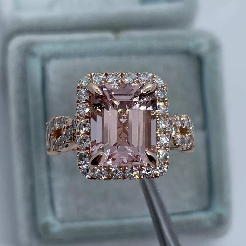 Gorgeous Rose Gold Color Inlaid Champagne CZ Women's Ring Square Design Daily Wear Party Jewelry