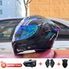 Full Face Motorcycle Helmet With Dual Visor Winter Warm Lining Bluetooth Slot Scooter Riders Men Women All Season