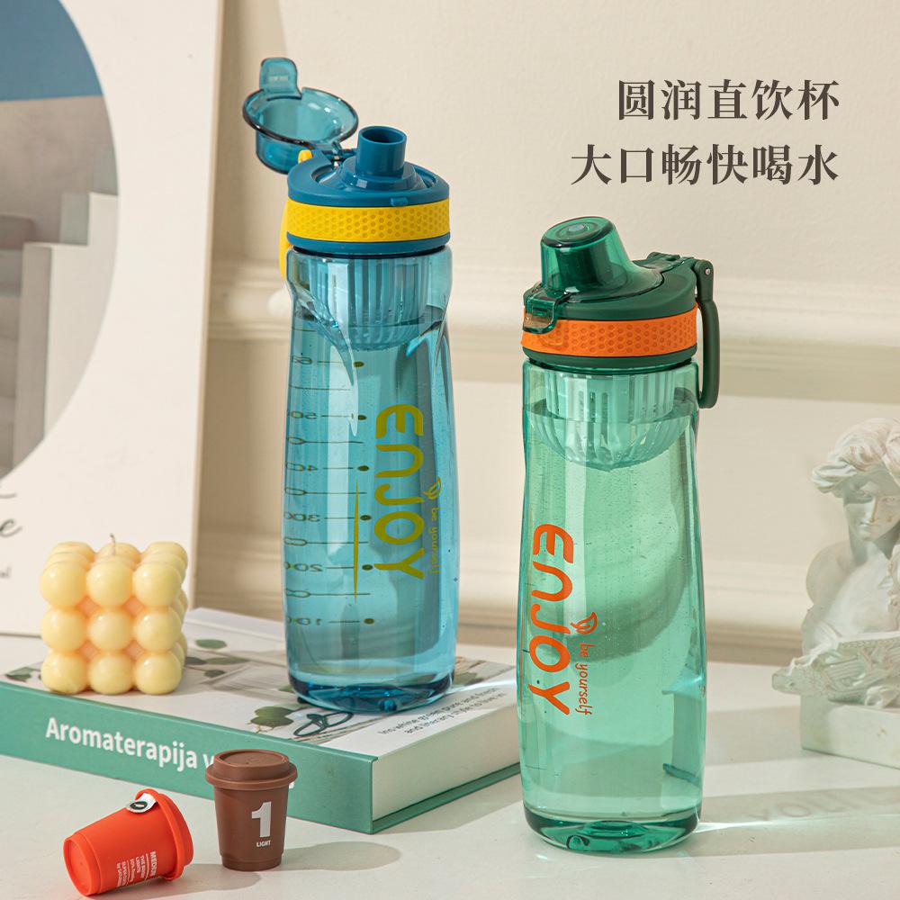 Water bottle drinking large capacity outdoor fitness plastic cup student with graduated sports water cup high temperature handle water cup wholesale