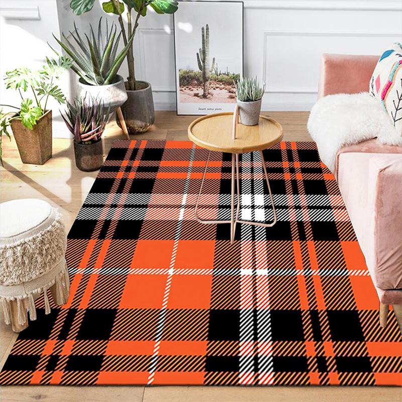 1Pc Autumnal Plaid Rug Office Carpet Indoor Outdoor Doormat Nonslip Soft Comfortable Living Christmas Halloween Xmas Gift D924190