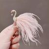 Exquisite Flamingo Feather Brooch: Elegant Women's Corsage Pin for Suits and Coats