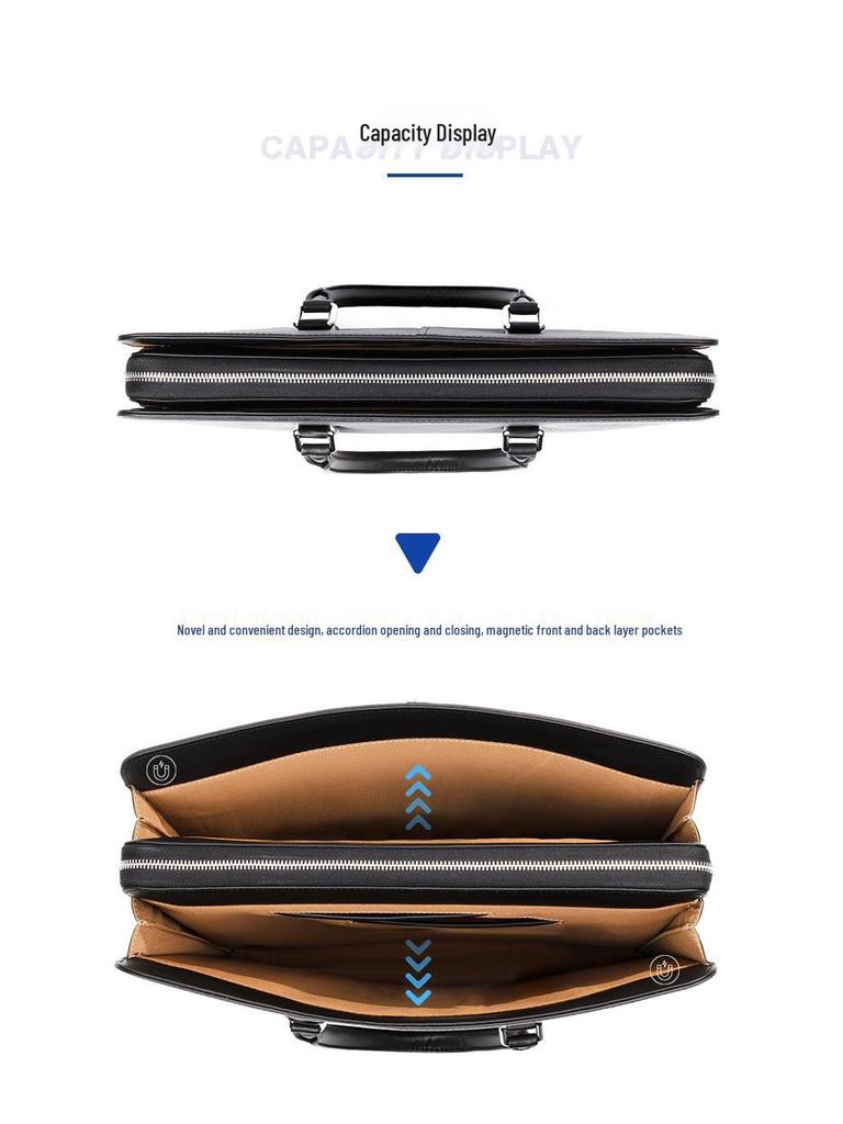 Мужской портфель из натуральной кожи с защитой от кражи и кодовым замком – Многофункциональная сумка для ноутбука из коровьей кожи