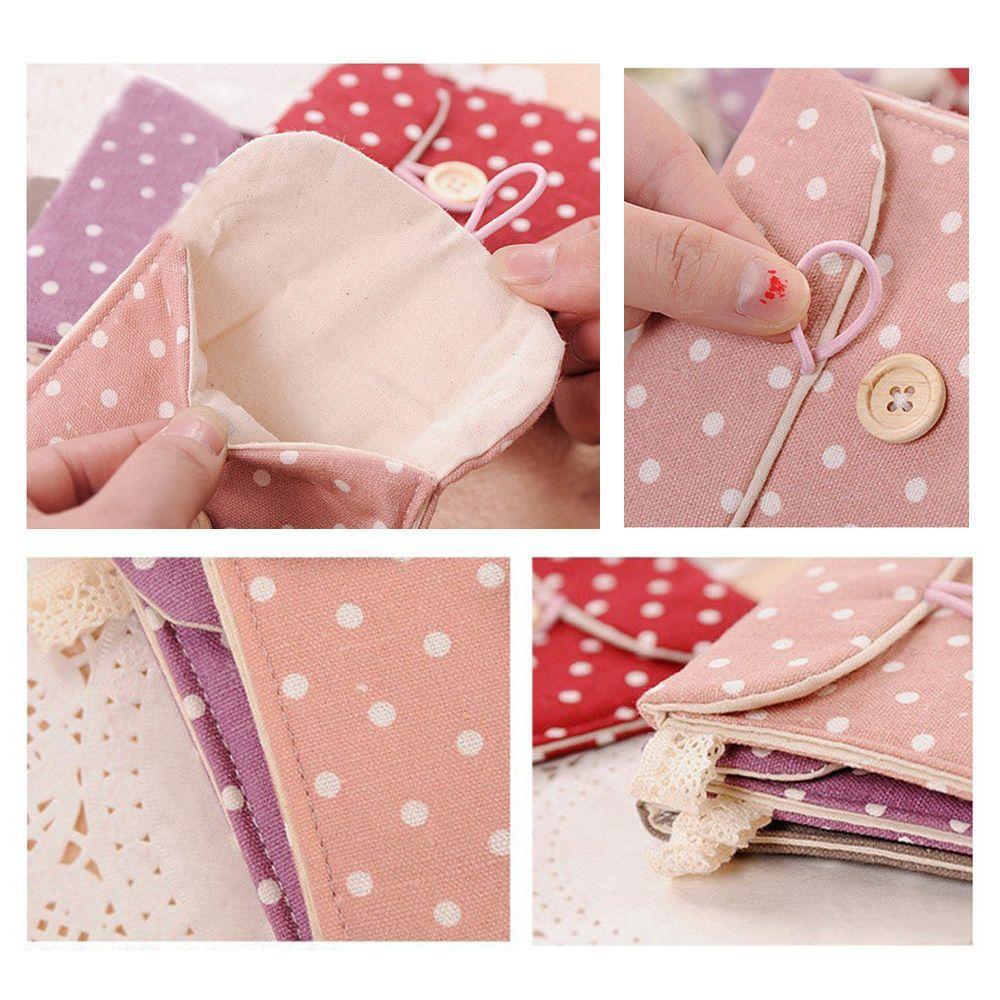 Women Girl Travel Sanitary Napkin Bag Storage Pouch Polka Dot Organizers