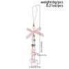 Fashion Sweet Y2K Girls Ribbon Bow Beaded Keychain Alloy Love Heart Star Rabbit Strawberry Pendant Pearls Glass Beads Chains Jewelry Accessories