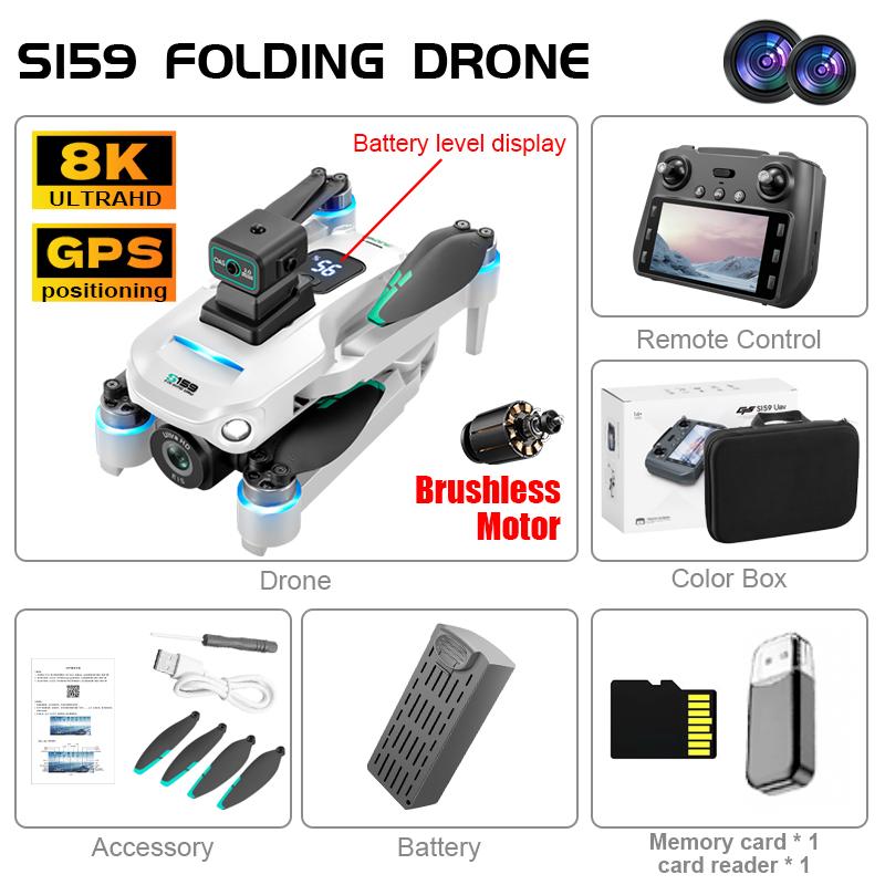 New S159 Drone Professional 8k HD Camera Four-Axis with Screen Remote Control 5G WIFI GPS FPV Aerial Photography Drones RC 5000M